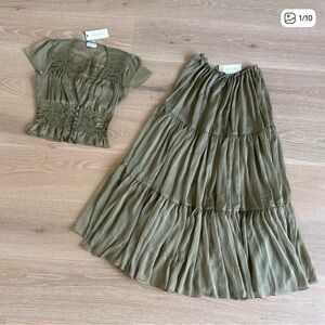 Arcina Ori Sabrina Top & Matching Skirt Set Size M in Pistachio Green